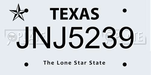 JNJ5239 Texas License Plate