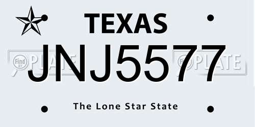 JNJ5577 Texas License Plate