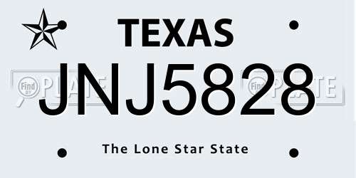 JNJ5828 Texas License Plate