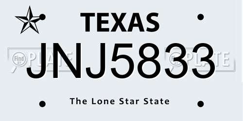 JNJ5833 Texas License Plate