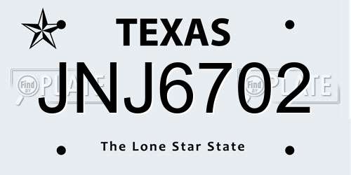 JNJ6702 Texas License Plate
