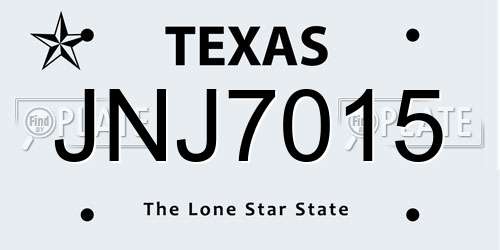 JNJ7015 Texas License Plate