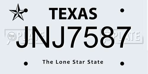 JNJ7587 Texas License Plate