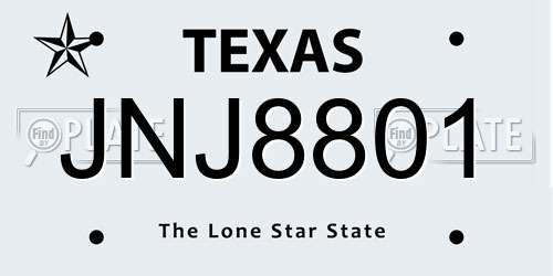 JNJ8801 Texas License Plate