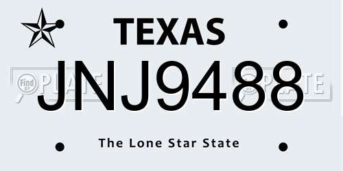 JNJ9488 Texas License Plate
