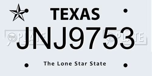 JNJ9753 Texas License Plate