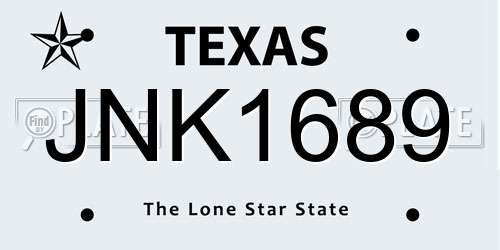 JNK1689 Texas License Plate