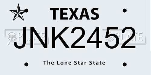 JNK2452 Texas License Plate