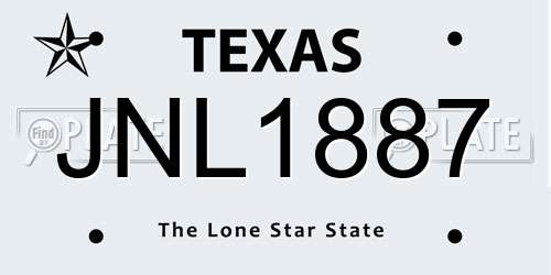 JNL1887 Texas License Plate