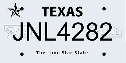 JNL4282 Texas License Plate