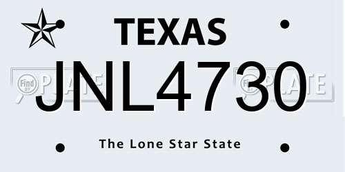 JNL4730 Texas License Plate