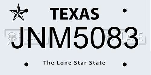 JNM5083 Texas License Plate