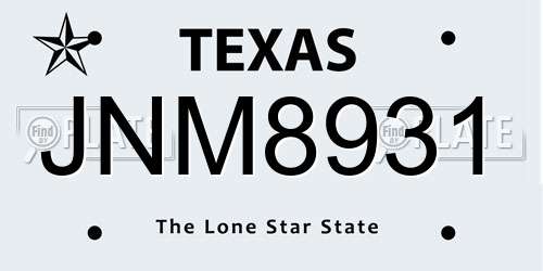 JNM8931 Texas License Plate