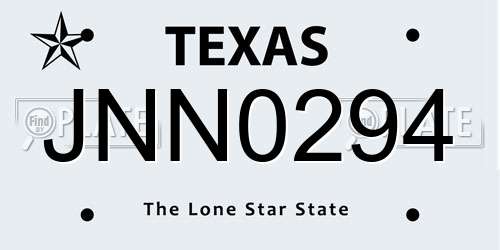 JNN0294 Texas License Plate
