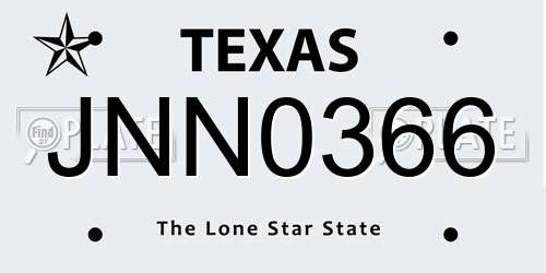 JNN0366 Texas License Plate