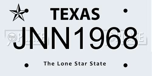 JNN1968 Texas License Plate
