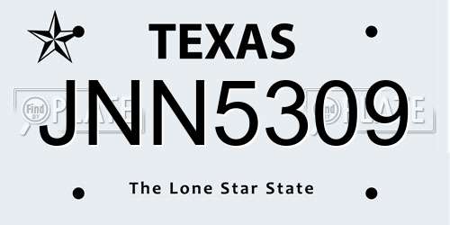 JNN5309 Texas License Plate