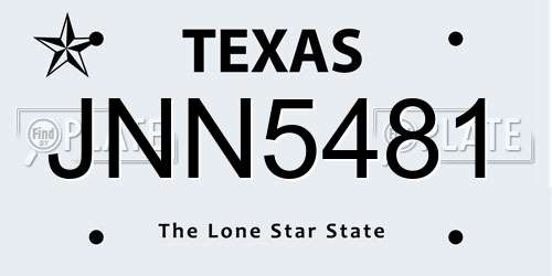 JNN5481 Texas License Plate