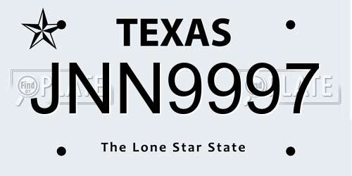 JNN9997 Texas License Plate