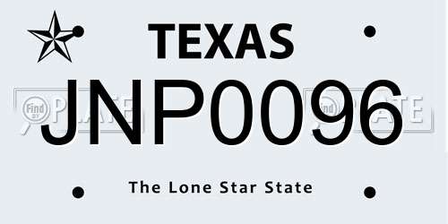 JNP0096 Texas License Plate