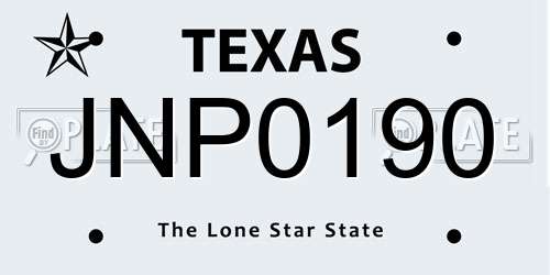 JNP0190 Texas License Plate