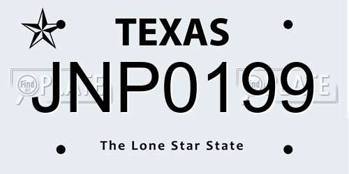 JNP0199 Texas License Plate