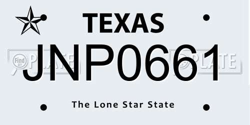 JNP0661 Texas License Plate