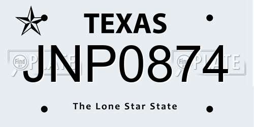 JNP0874 Texas License Plate