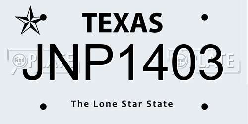 JNP1403 Texas License Plate