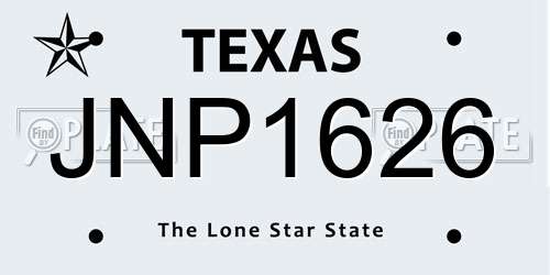 JNP1626 Texas License Plate