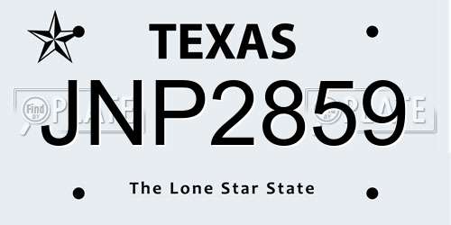 JNP2859 Texas License Plate