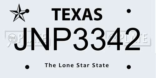 JNP3342 Texas License Plate