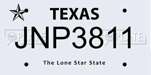 JNP3811 Texas License Plate