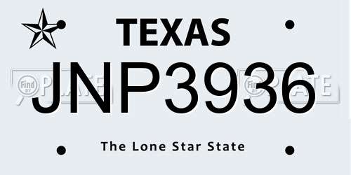 JNP3936 Texas License Plate