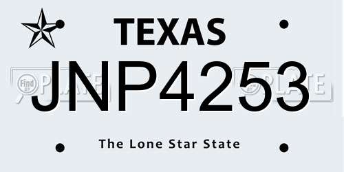 JNP4253 Texas License Plate
