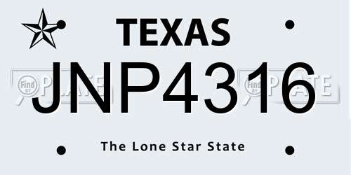 JNP4316 Texas License Plate