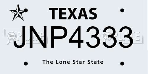 JNP4333 Texas License Plate