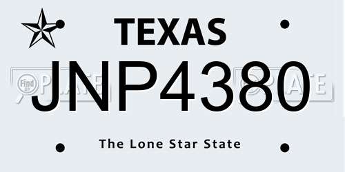 JNP4380 Texas License Plate