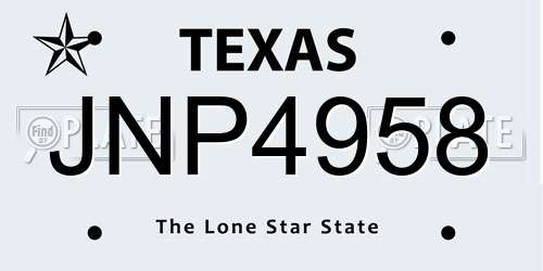 JNP4958 Texas License Plate
