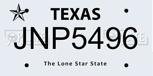 JNP5496 Texas License Plate