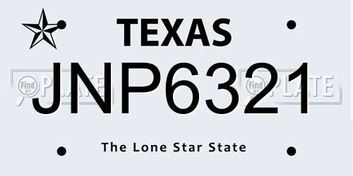 JNP6321 Texas License Plate