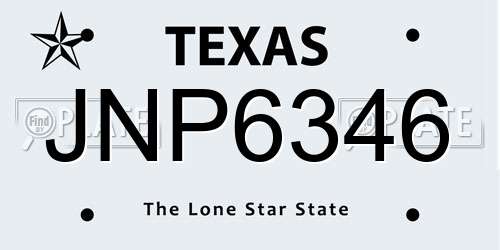 JNP6346 Texas License Plate