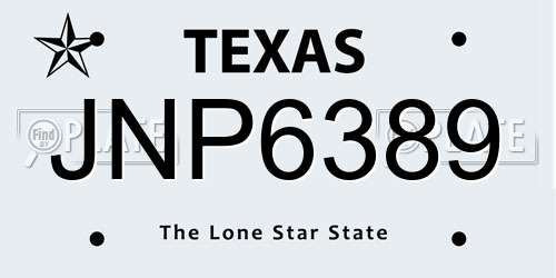 JNP6389 Texas License Plate