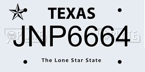 JNP6664 Texas License Plate