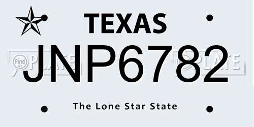 JNP6782 Texas License Plate