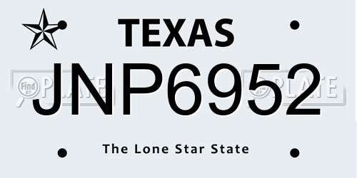 JNP6952 Texas License Plate