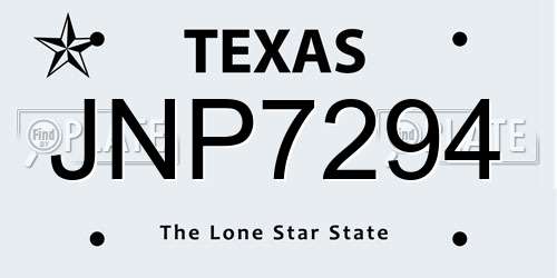JNP7294 Texas License Plate