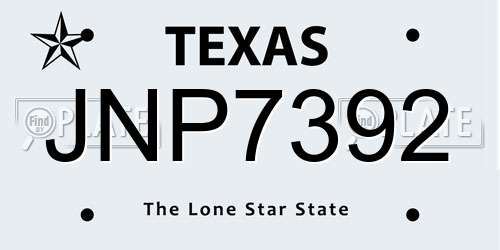 JNP7392 Texas License Plate