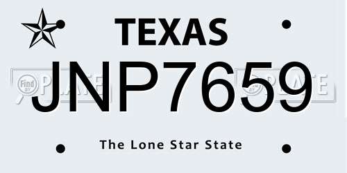JNP7659 Texas License Plate