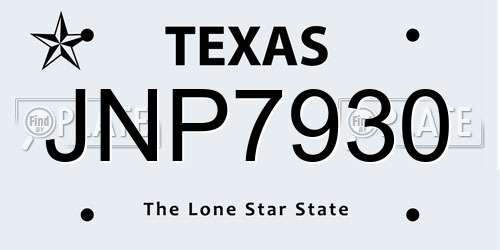JNP7930 Texas License Plate